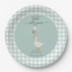 Boy's One Gekke Goose 1st Birthday Party Papieren Bordje