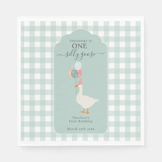 Boy's One Gekke Goose 1st Birthday Party Servet (Voorkant)