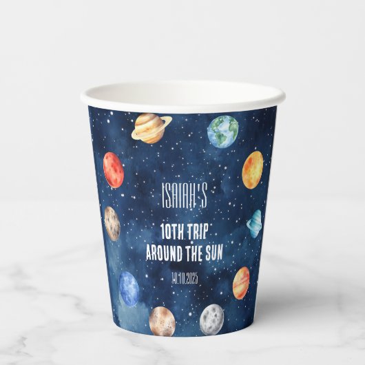 Boys Outer Space Solar System Cosmic Birthday Papieren Bekers (Achterkant)