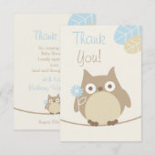Boys Owl Merci Baby shower (Devant / Derrière)