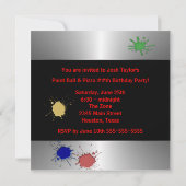 Boys Paint Ball Party Kaart (Achterkant)