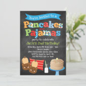 Boys Pancakes en Pajamas Chalkboard Party Kaart (Staand voorkant)