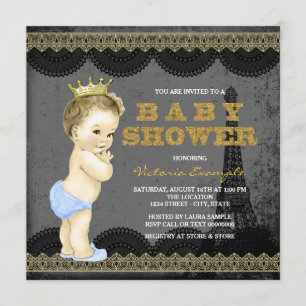 Boys Paris Baby shower Kaart