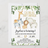 Boys Party Animaux Safari Anniversaire Invitation (Devant)