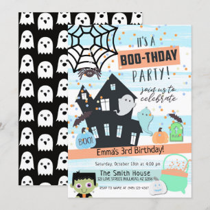 Boys Pastel Halloween Party Birthday Kaart