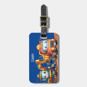 Boy's Personalized Construction Trucks Bagagelabel (Voorkant verticaal)