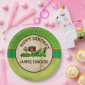 Boys Personalized Reptile Birthday Party Papieren Bordje (Feest)