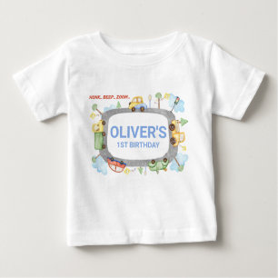 Boys Personalized Transport 1st Birthday T-Shirt