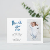 Boy's Photo Baby shower Bedankkaart (Staand voorkant)