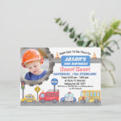 Boys Photo Transport Anniversaire Fête Invitation (Debout devant)