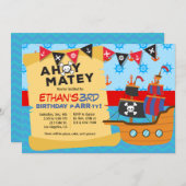 Boy's Pirate Ship Anniversaire Fête Invitation (Devant / Derrière)