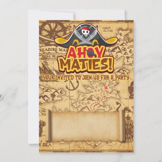 Boys Pirate Thème Anniversaire Fête Invitations (Devant)