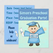 Boys Preschool/Kindergarten Graduparty Kaart (Voorkant / Achterkant)