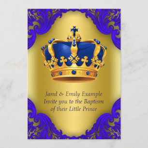 Boys Prince Baptism Royal Blue en Gold Kaart