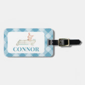 Boys Race Auto Gingham School Tas Label Bagagelabel (Voorkant horizontaal)