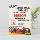 Boys Race Car Anniversaire Invitation (Debout devant)