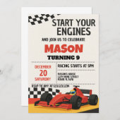 Boys Race Car Anniversaire Invitation (Devant / Derrière)