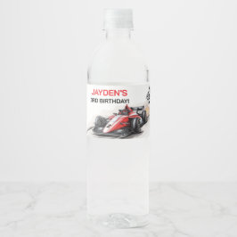 Boys Racing Car Birthday Water Bottle Label Waterfles Etiket