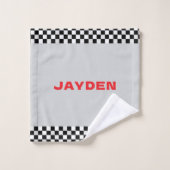 Boys Red Racing Car Pattern Personalised Bad Handdoek (Wasdoekje)