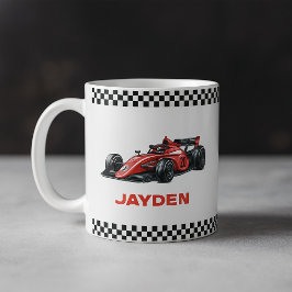 Boys Red Racing Car Personalised Mug  Koffiemok