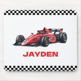 Boys Red Racing Car Personalised  Muismat