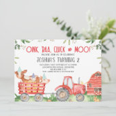 Boys Red Tractor Farm Animals Kaart (Staand voorkant)