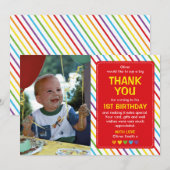 Boys regenboogverjaardag dank je kaart (Voorkant / Achterkant)