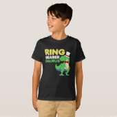 Boys Ring Bearer Dinosaur Rex Weddenschap T-shirt (Voorkant volledig)