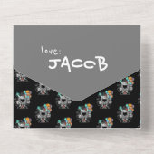 Boys Robot in Space Foto-Valentijnsdag toevoegen All In One Uitnodiging (Achterkant)