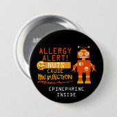 Boys Robot Tree Nut Peanut Allergy Alert Ronde Button 7,6 Cm (Voorkant /achterkant)
