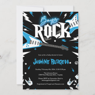 Boys ROCK Baby shower Invitation, gitaaruitnodigin Kaart