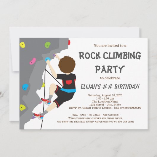 Boys Rock Escalade Anniversaire Fête Invitations (Devant)