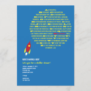 Boys Rocket Stellar Shower Invitations Kaart