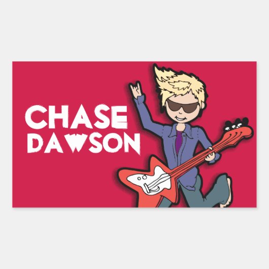 Boys rockstar blonde name red id label sticker (Voorkant)
