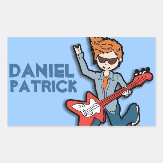 Boys rockstar name blue id label sticker (Voorkant)