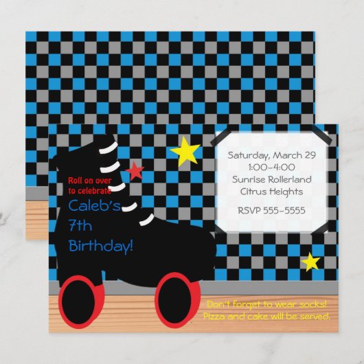 Boys Roller Skate Party Invitation (Devant / Derrière)