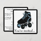 Boys Roller Skating Birthday Party Invitation Kaart (Voorkant / Achterkant)