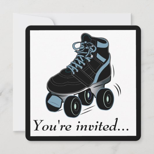 Boys Roller Skating Birthday Party Invitation Kaart (Voorkant)