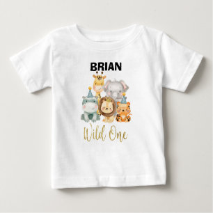 Boy's Safari Animal Wild Een Verjaardag Shirt