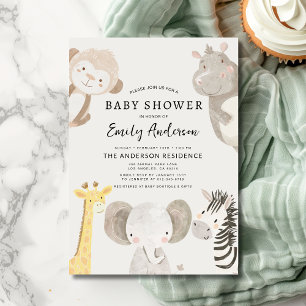 Boys Safari Animals Baby shower Kaart