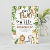 Boys Safari Deux Wild Birthday Invitation (Debout devant)