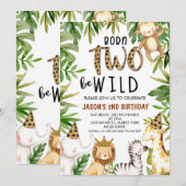 Boys Safari Deux Wild Birthday Invitation (Devant / Derrière)