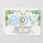 Boys Safari Jungle Baby shower Invitation (Devant)