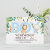 Boys Safari Jungle Baby shower Invitation (Debout devant)