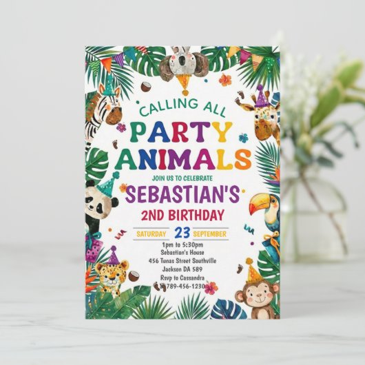 Boys Safari Two Wild Birthday Invitation (Debout devant)