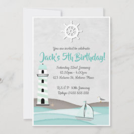 Boys Sail Invitation Boat Birthday party nodigt u  Kaart