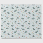 Boys Schattig Blauw Onder het Zee Shark Kids Verja Cadeaupapier (Vlak)