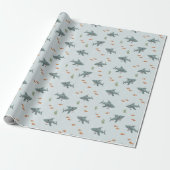 Boys Schattig Blauw Onder het Zee Shark Kids Verja Cadeaupapier (Uitgerold)