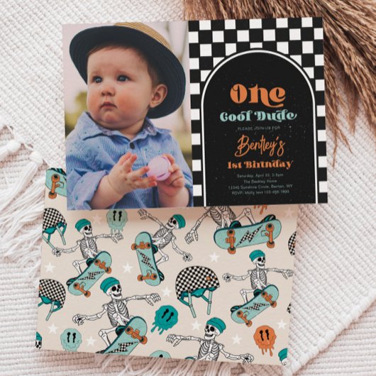 Boy's Skateboard Anniversaire Invitation