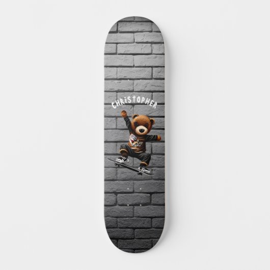 Boys Skateboard Teddy Bear Brick Nom du mur (Recto)